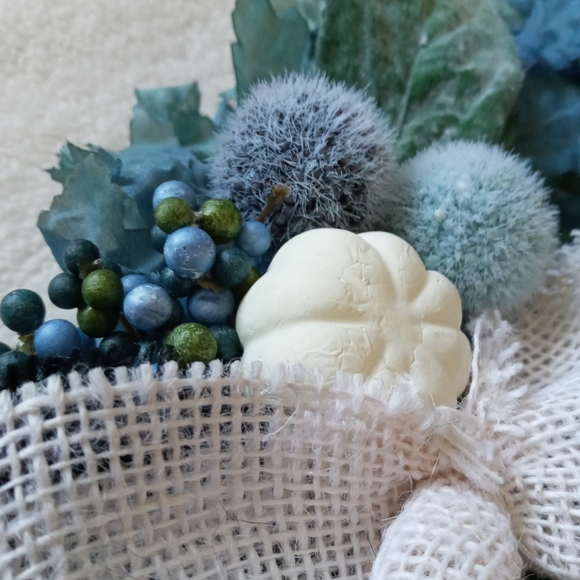 Fall Blue & Teal Maple Leaf Wreath 12" Farmhouse - Picture 4 of 10